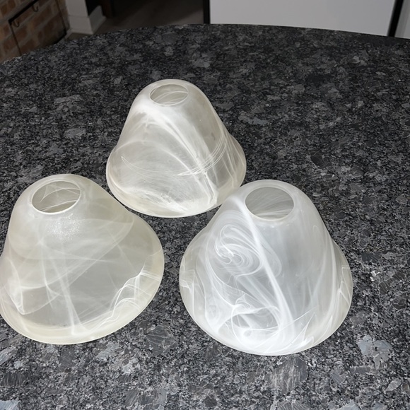 Set of 3 Frosted Swirl Glass Shades - Picture 1 of 5